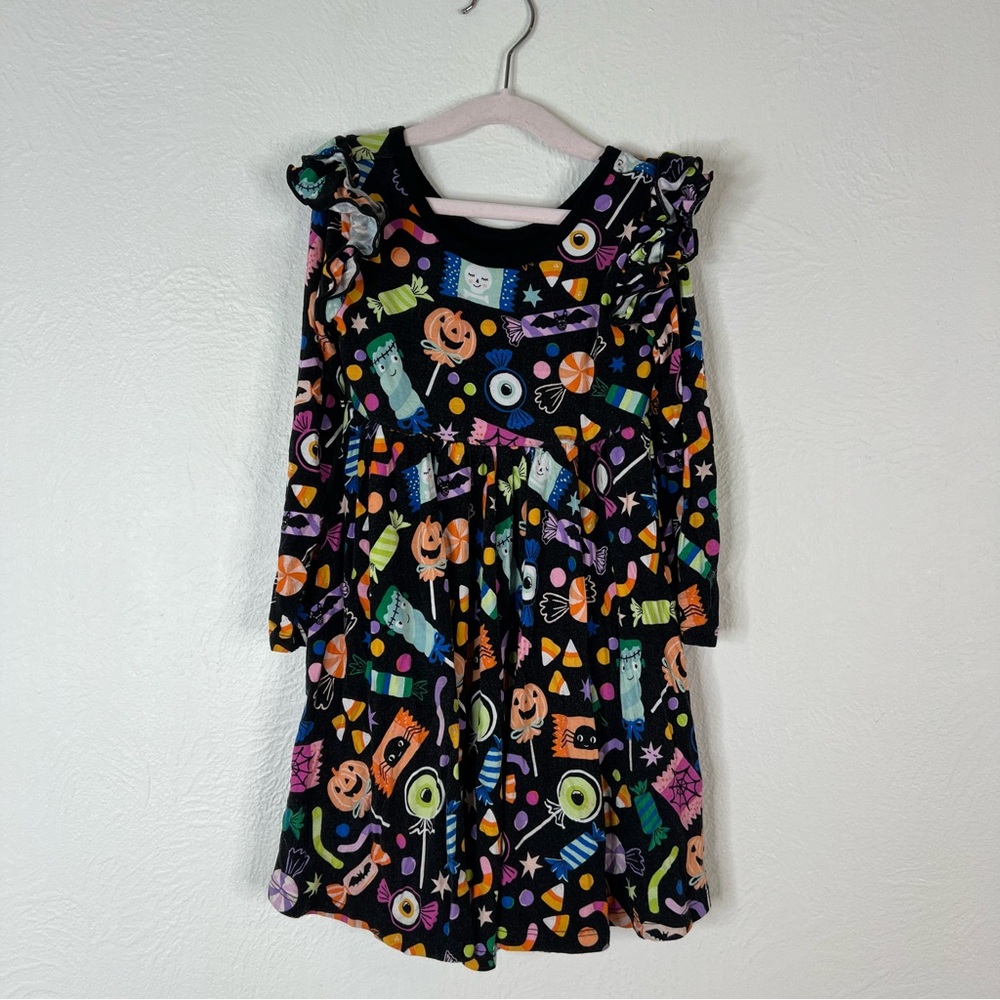 Play by Little Sleepies Girls Halloween Dress Ruffle Sleeve Pullover Black 4T